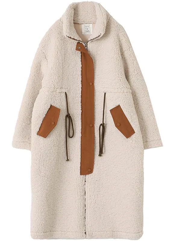 2023 nude Woolen Coats plus size winter coat high neck drawstring jackets(Limited Stock)