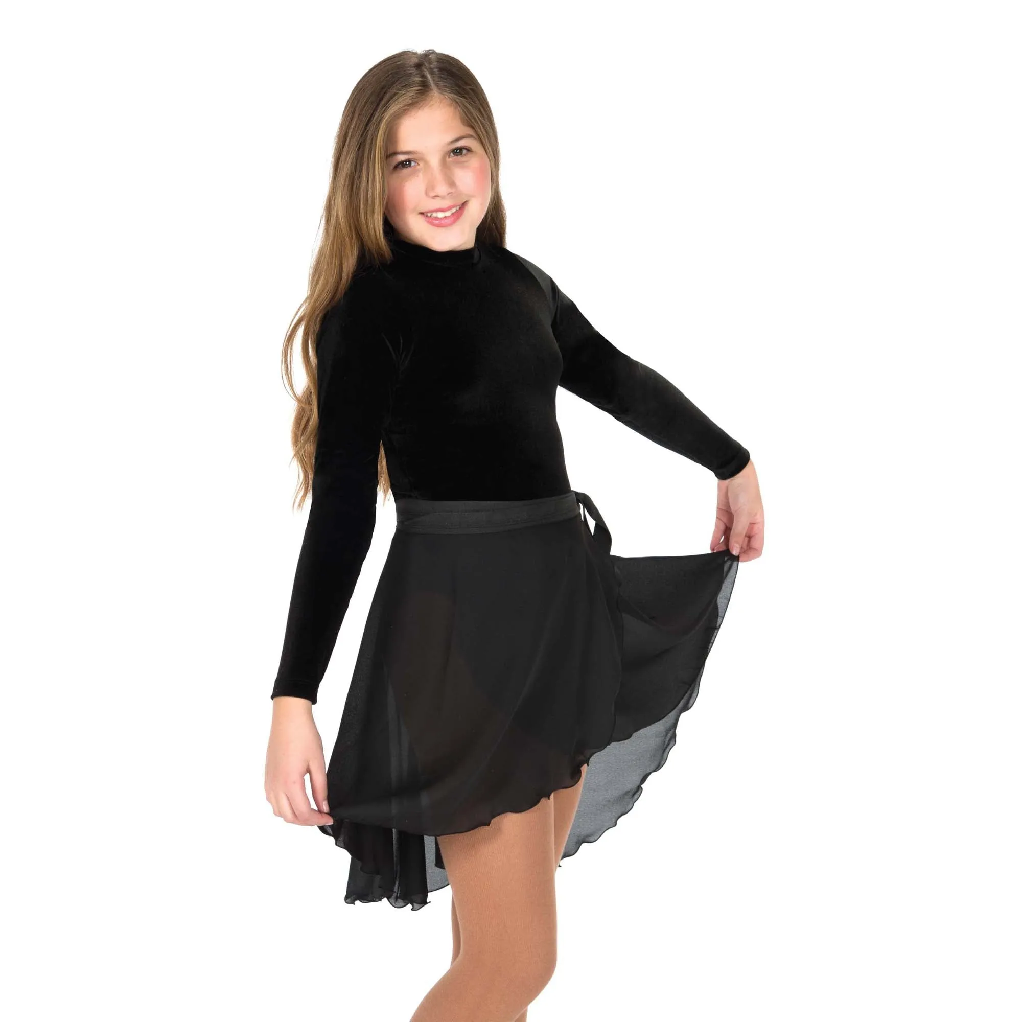 310 Competition Figure Skating Black Dance Wrap Skirt