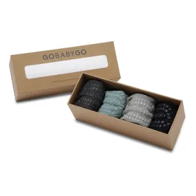 4 pack Grip Socks - bamboo - Dark Grey Melange, Dusty Blue, Grey Melange, Dark Blue