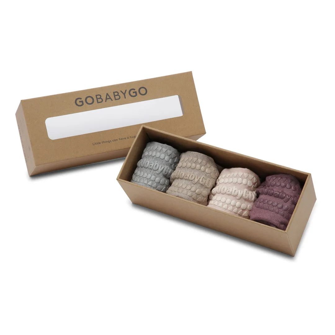 4 pack Grip Socks - bamboo - Grey Melange, Sand, Soft pink, Misty Plum