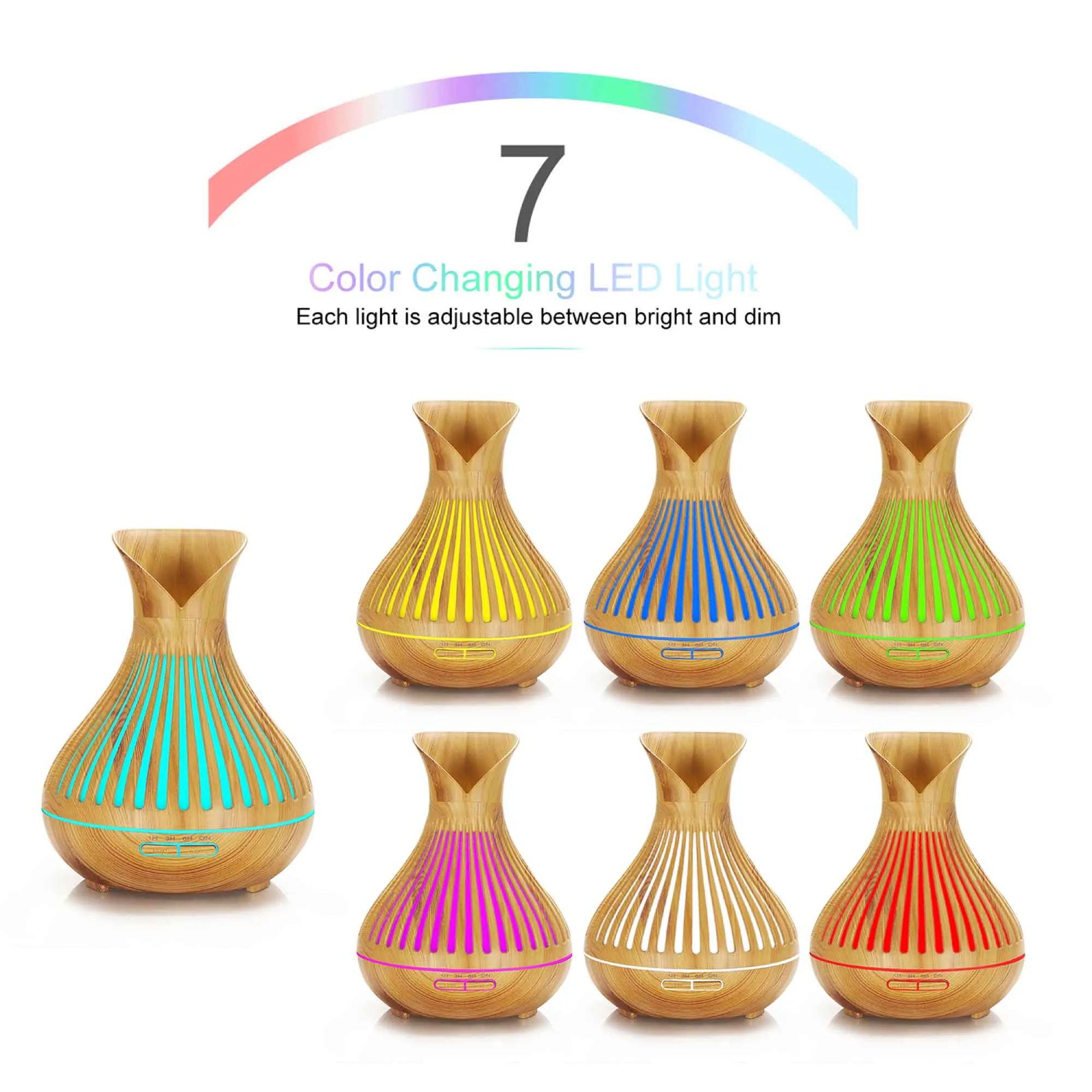 500ml Wood Grain Ultrasonic Diffuser with Remote & LED Lights