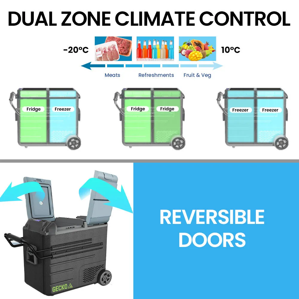 65L Dual Zone Portable Fridge Freezer with Lithium Battery