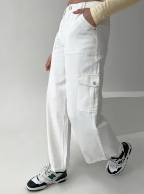 Adrianne Wide Leg Cargo Jeans White