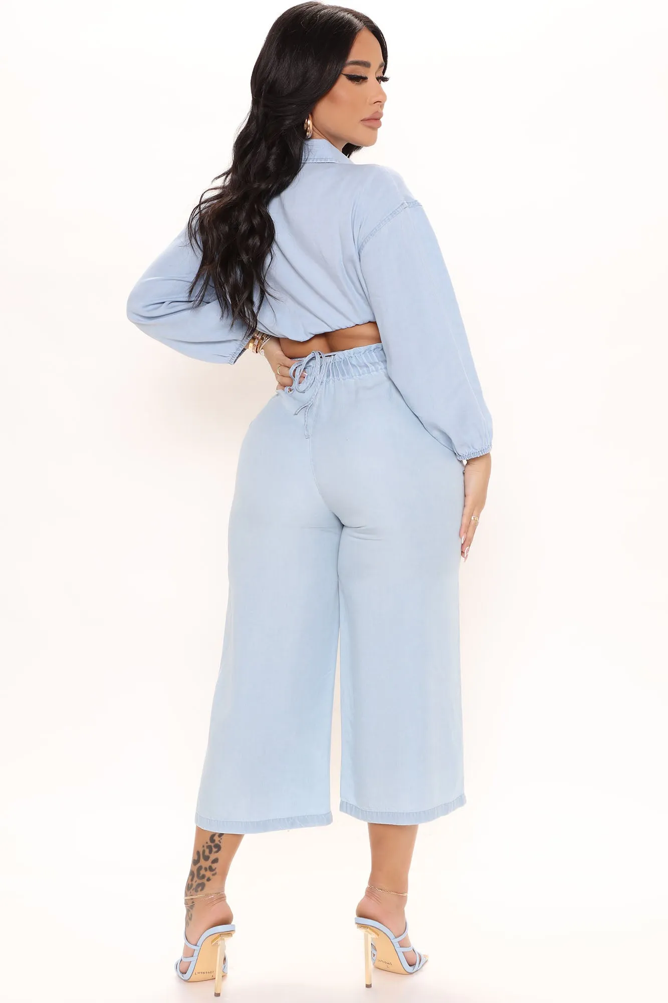 Ashley Belted Culottes - Light Blue