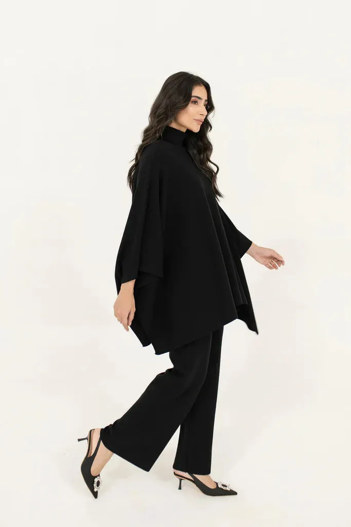 Autumn Winter '23 - Lily Knitted Cape Black Separates