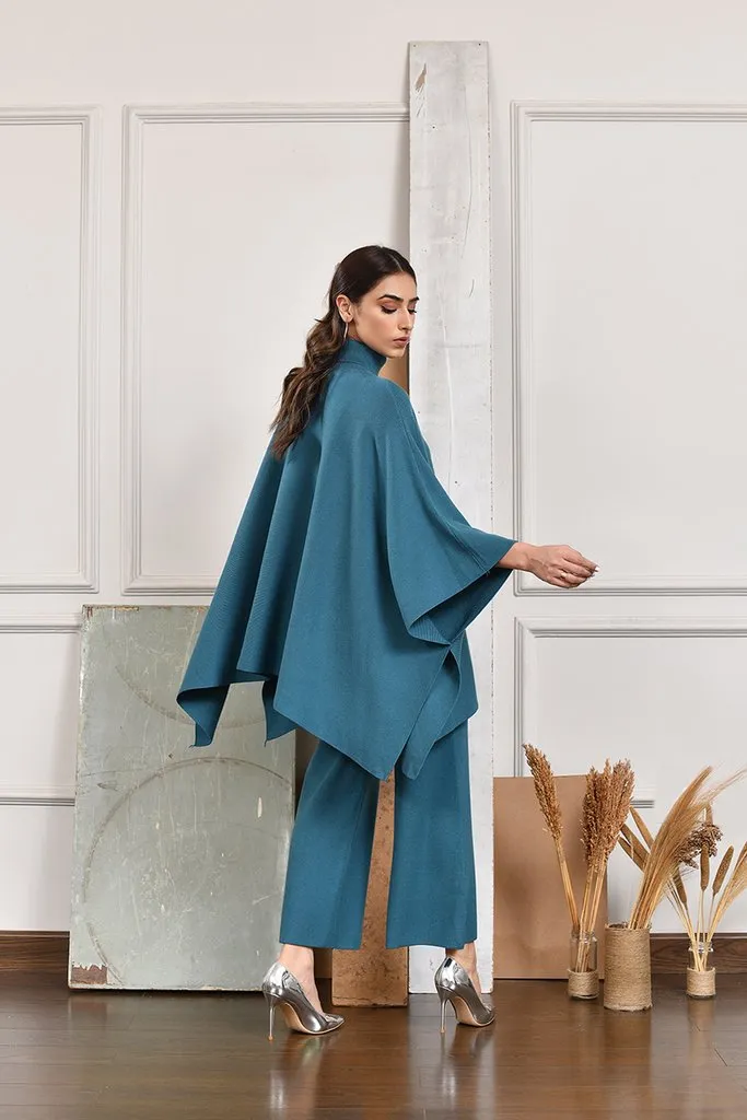 Autumn Winter -Lily Knitted Cape Teal Separates