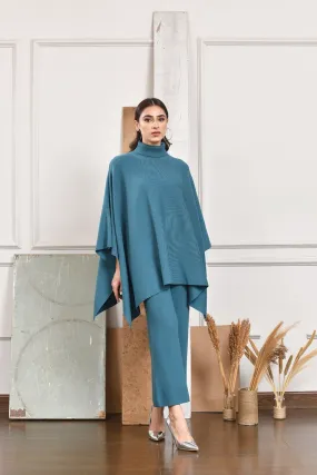 Autumn Winter -Lily Knitted Cape Teal Separates