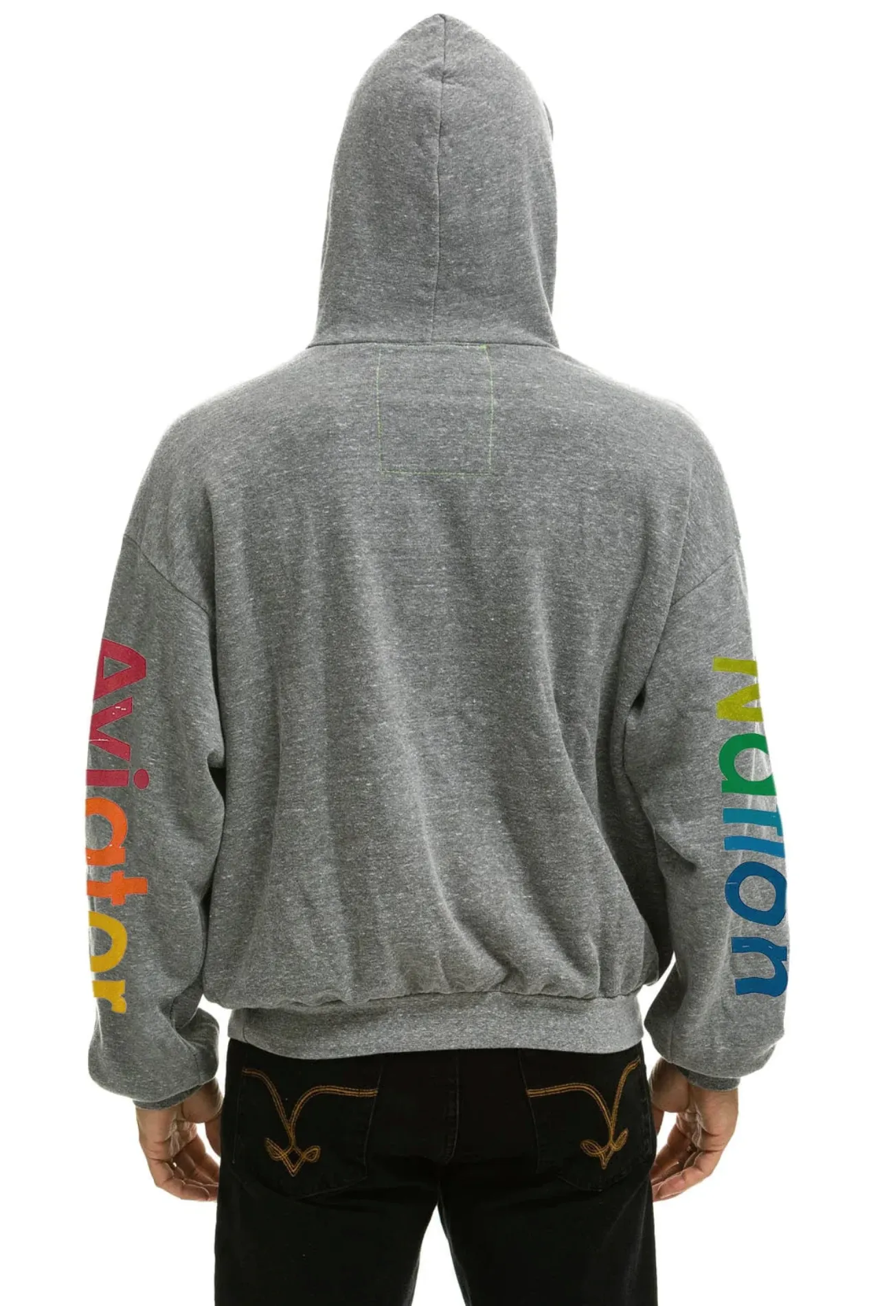 AVIATOR NATION UNISEX RELAXED PULLOVER HOODIE IN HEATHER GREY