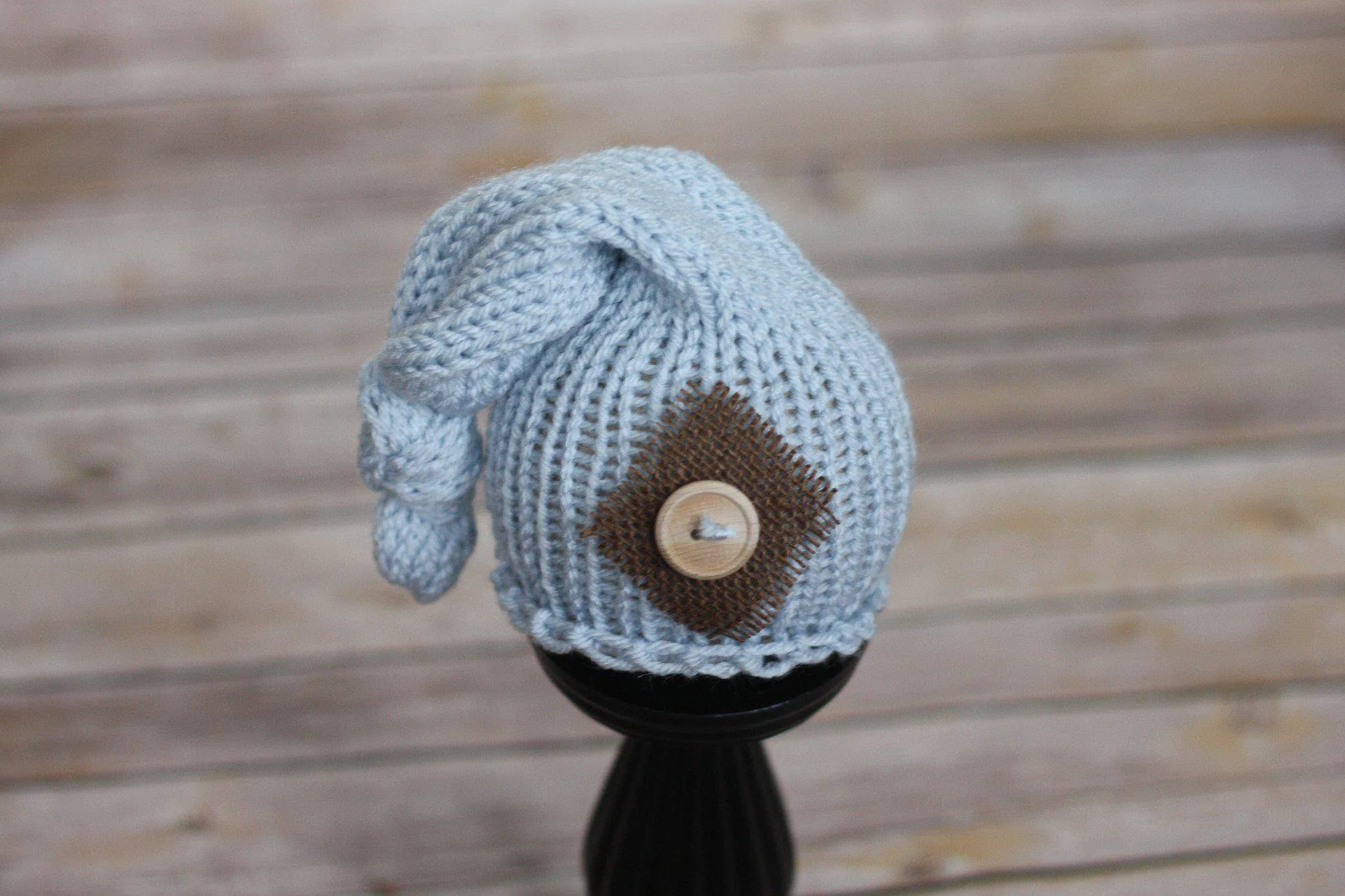 Baby Blue Knit Newborn Pixie Slouch Hat