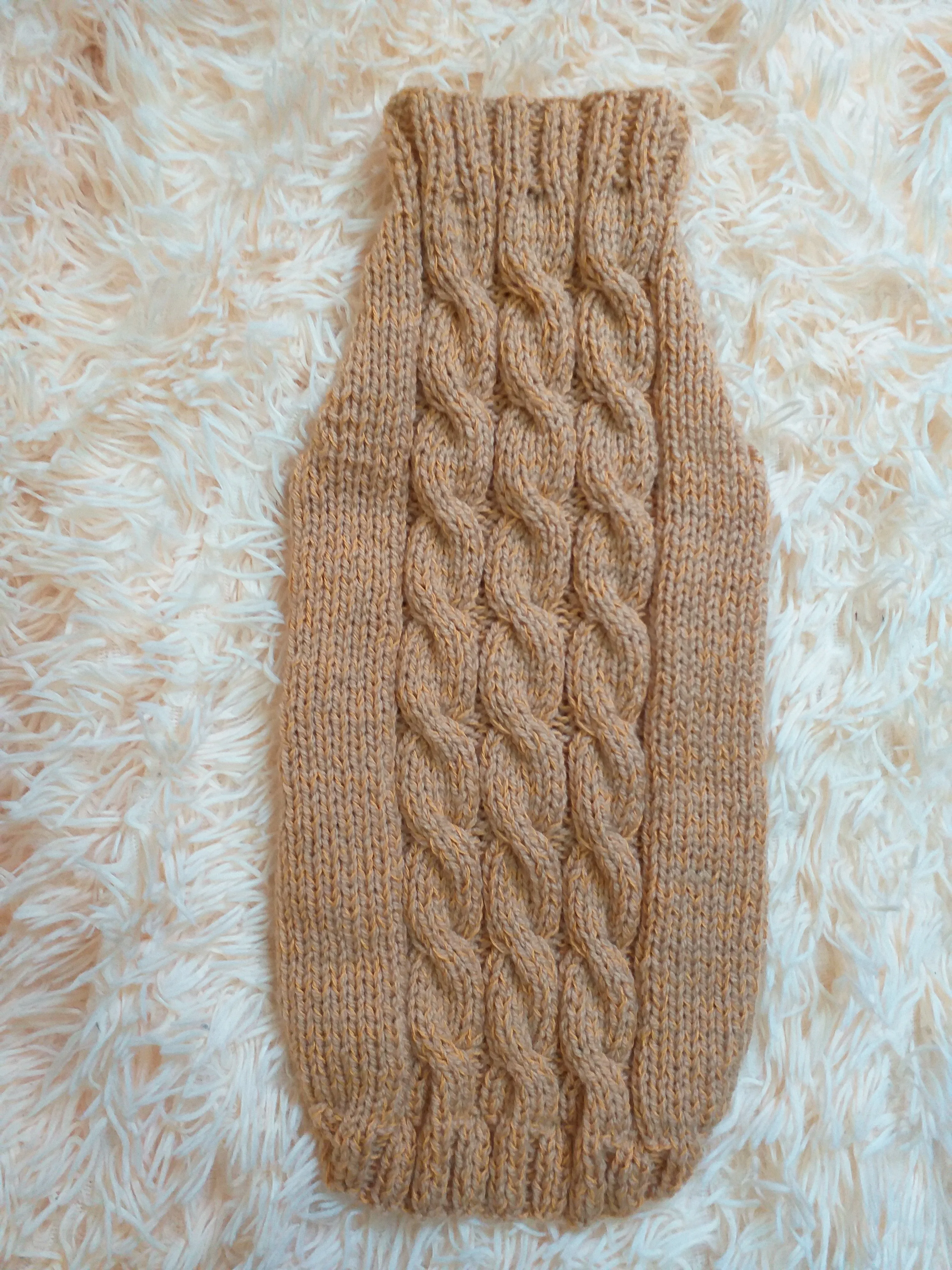 Beige sweater coat for dachshund or small dog