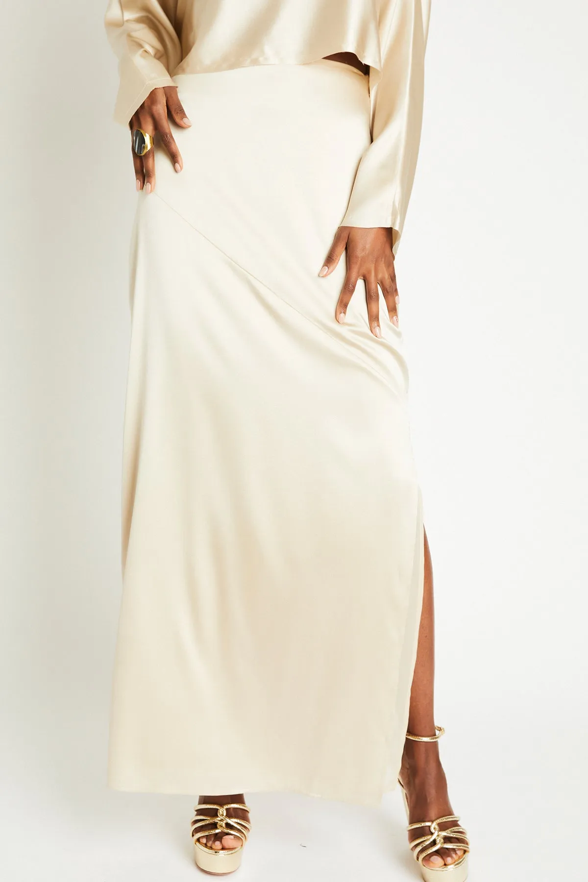   Beryll Naomi Silk Skirt | Latte