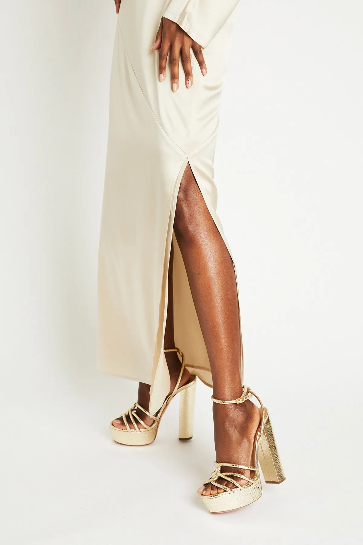   Beryll Naomi Silk Skirt | Latte