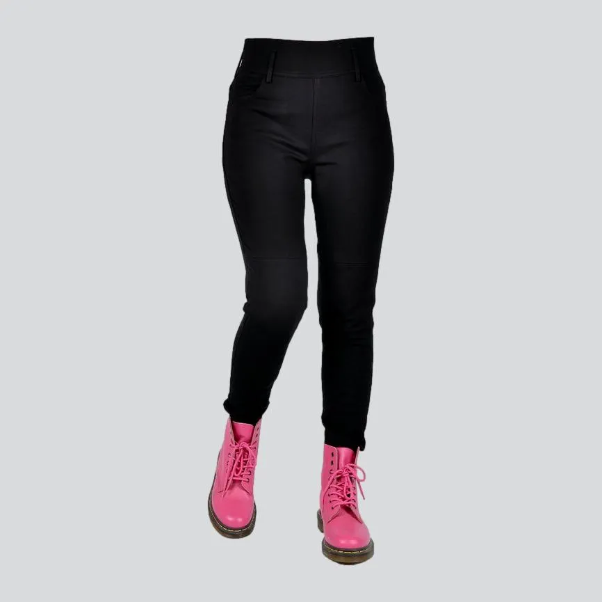 Biker high-waist denim pants for ladies