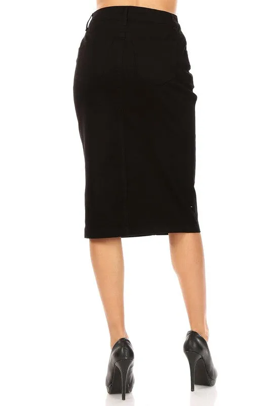 Black Casual Twill Skirt