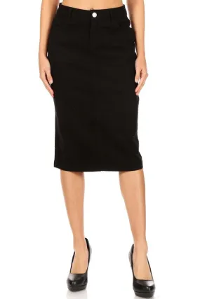 Black Casual Twill Skirt