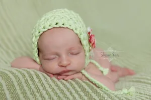 Blossom Newborn Bonnet Hat in Mint Green