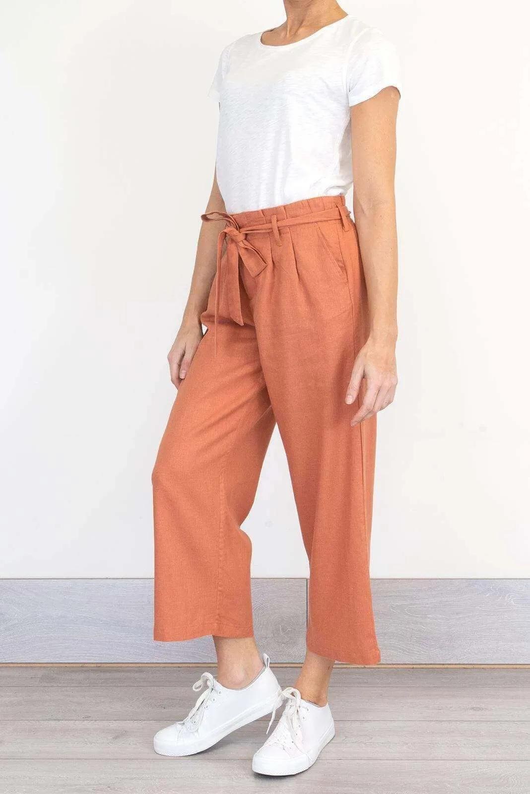 Brooke Amber Crop Wide Leg Culottes Loose Linen Trousers