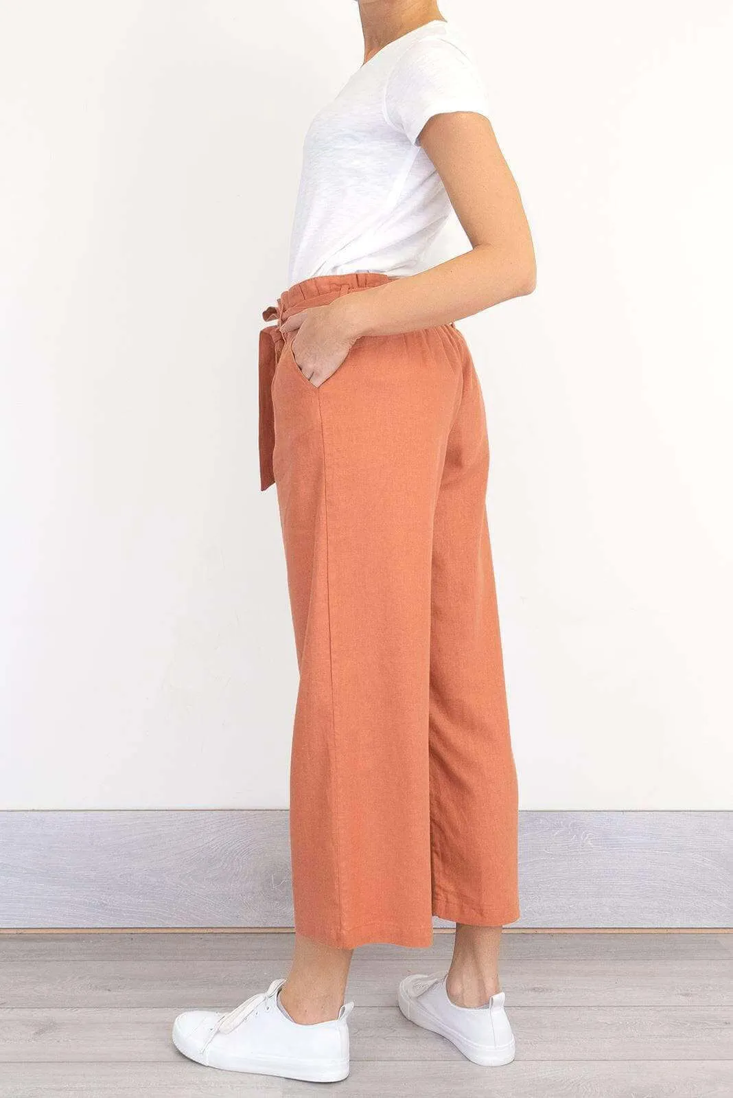 Brooke Amber Crop Wide Leg Culottes Loose Linen Trousers