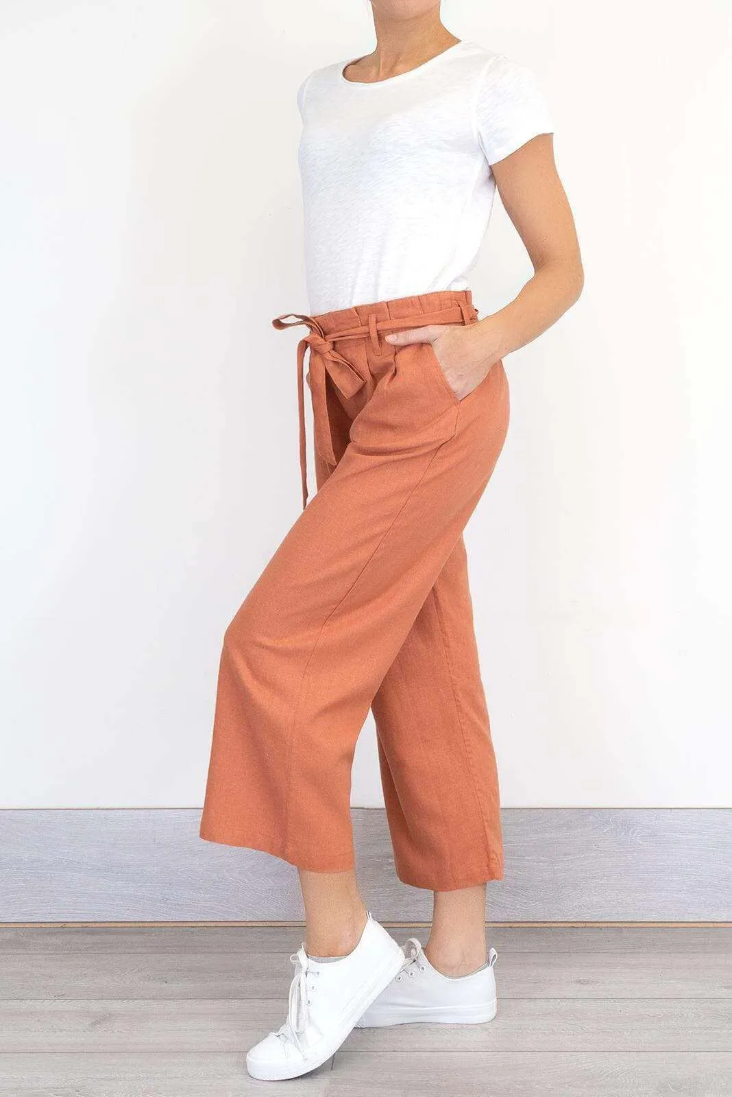 Brooke Amber Crop Wide Leg Culottes Loose Linen Trousers