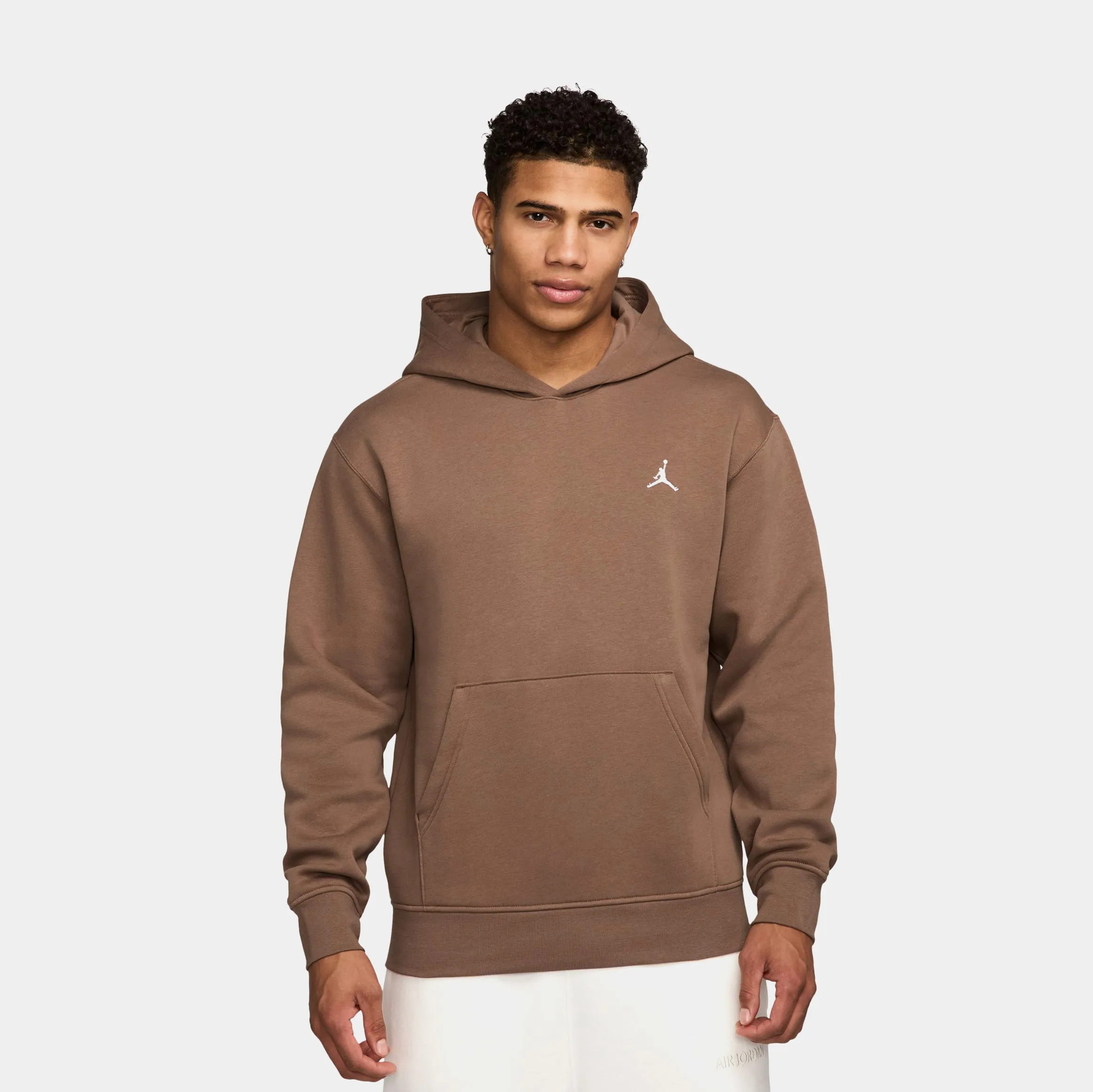 Brooklyn Fleece Pullover Mens Hoodie (Brown/White)