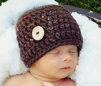 Brown Tweed Newborn Baby Hat