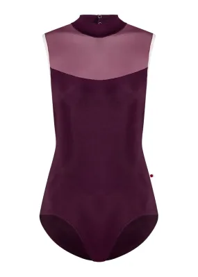 Camila High-Cut High Neck Leotard (Opera/Misty Rose)