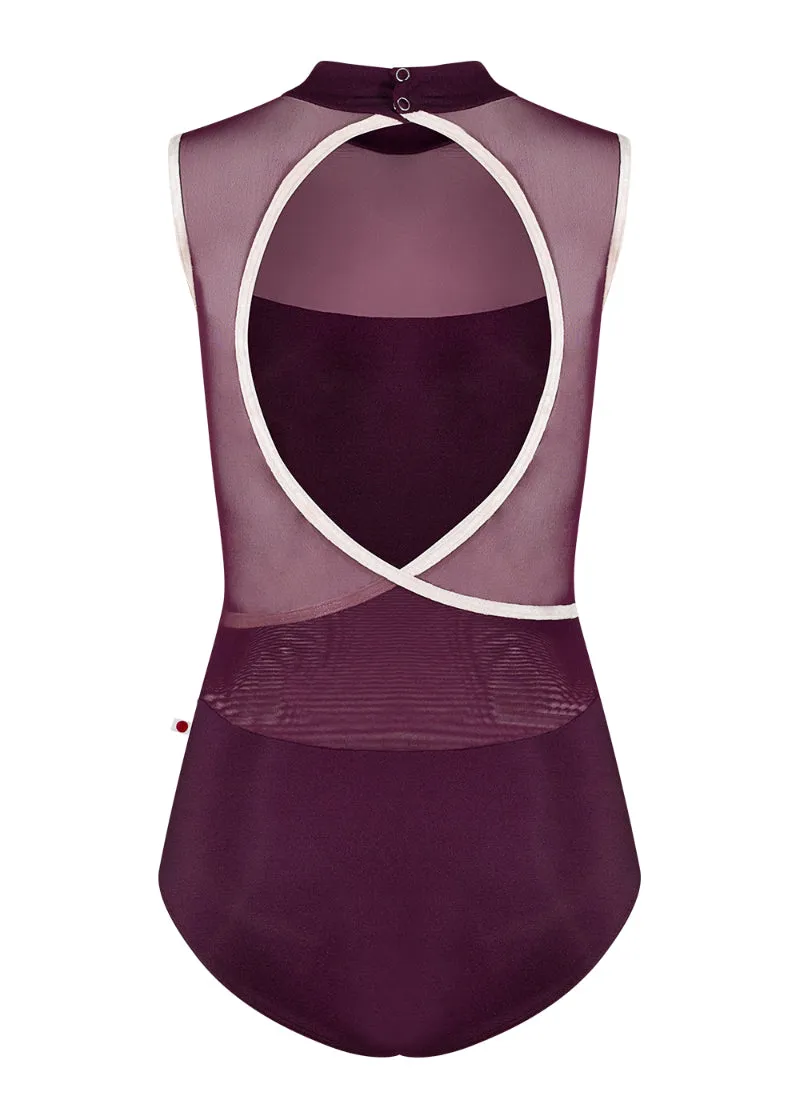 Camila High-Cut High Neck Leotard (Opera/Misty Rose)