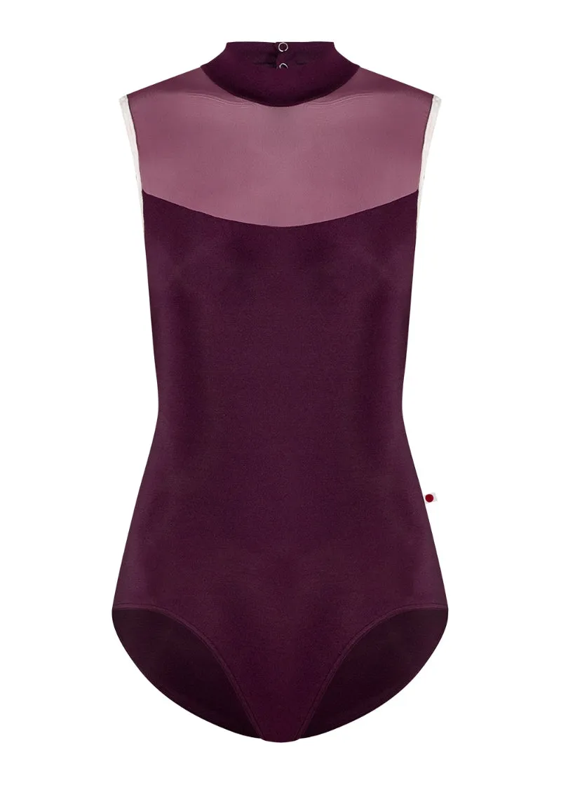 Camila High-Cut High Neck Leotard (Opera/Misty Rose)