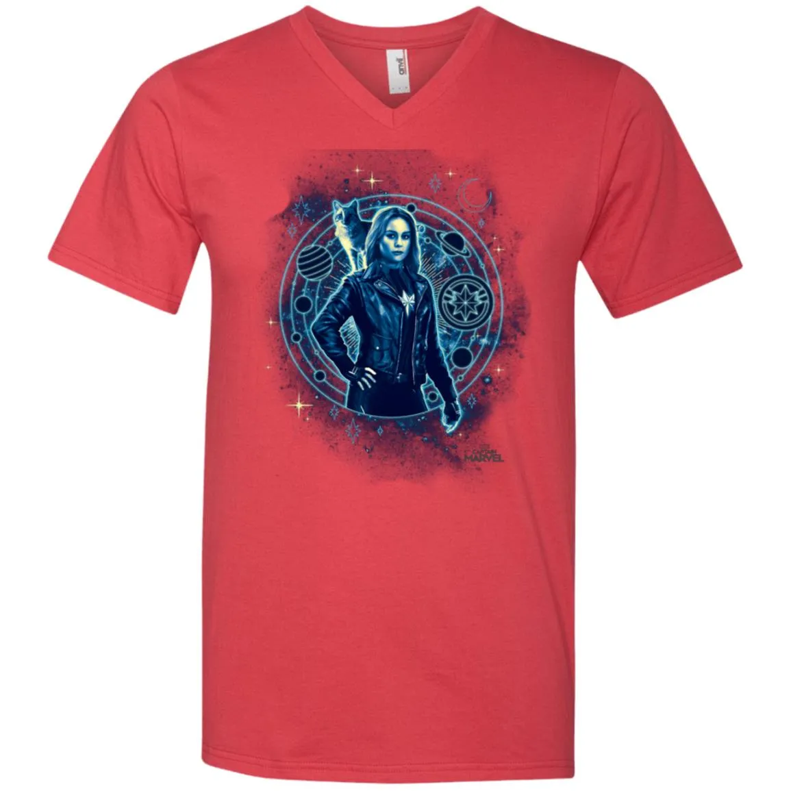 Captain Marvel Goose Geometric Circle Space Men V-Neck T-Shirt