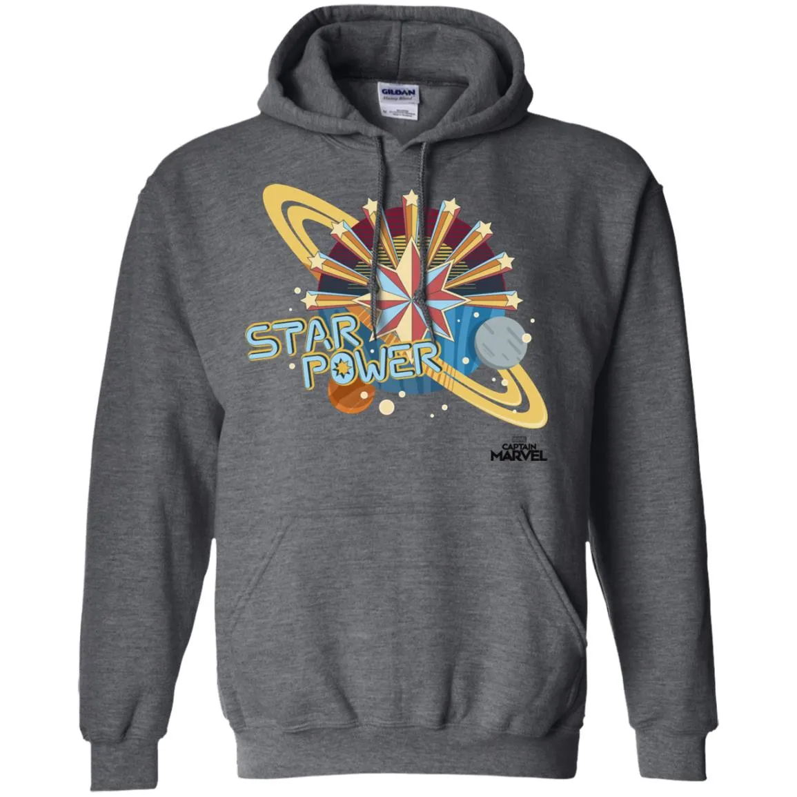 Captain Marvel Star Power Retro Style Pullover Hoodie Sweatshirt