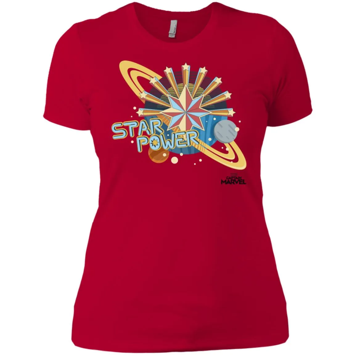 Captain Marvel Star Power Retro Style Women Cotton T-Shirt