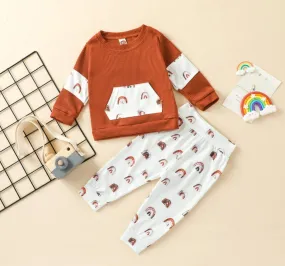 Caramel Rainbow Top with Rainbow Pants Casual Wear #2000264