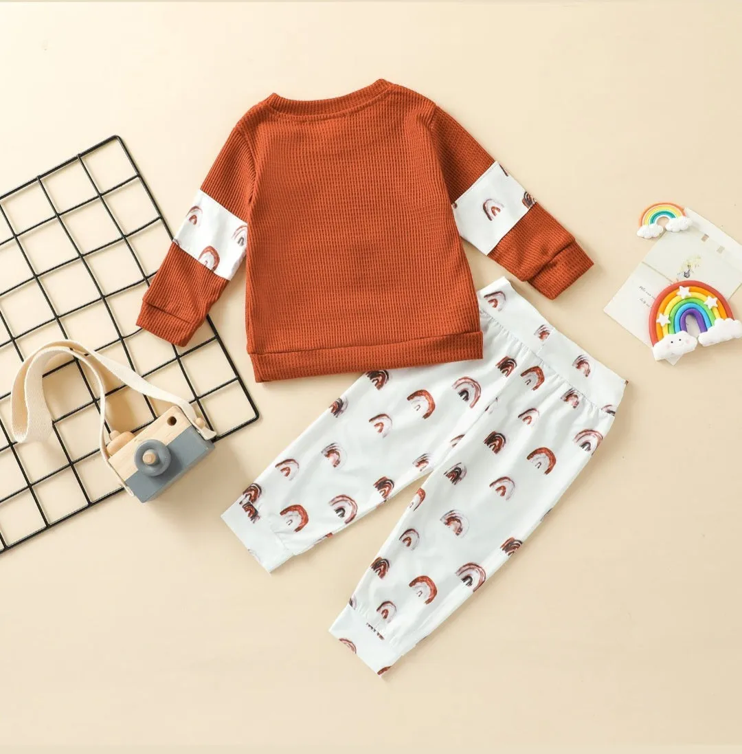 Caramel Rainbow Top with Rainbow Pants Casual Wear #2000264