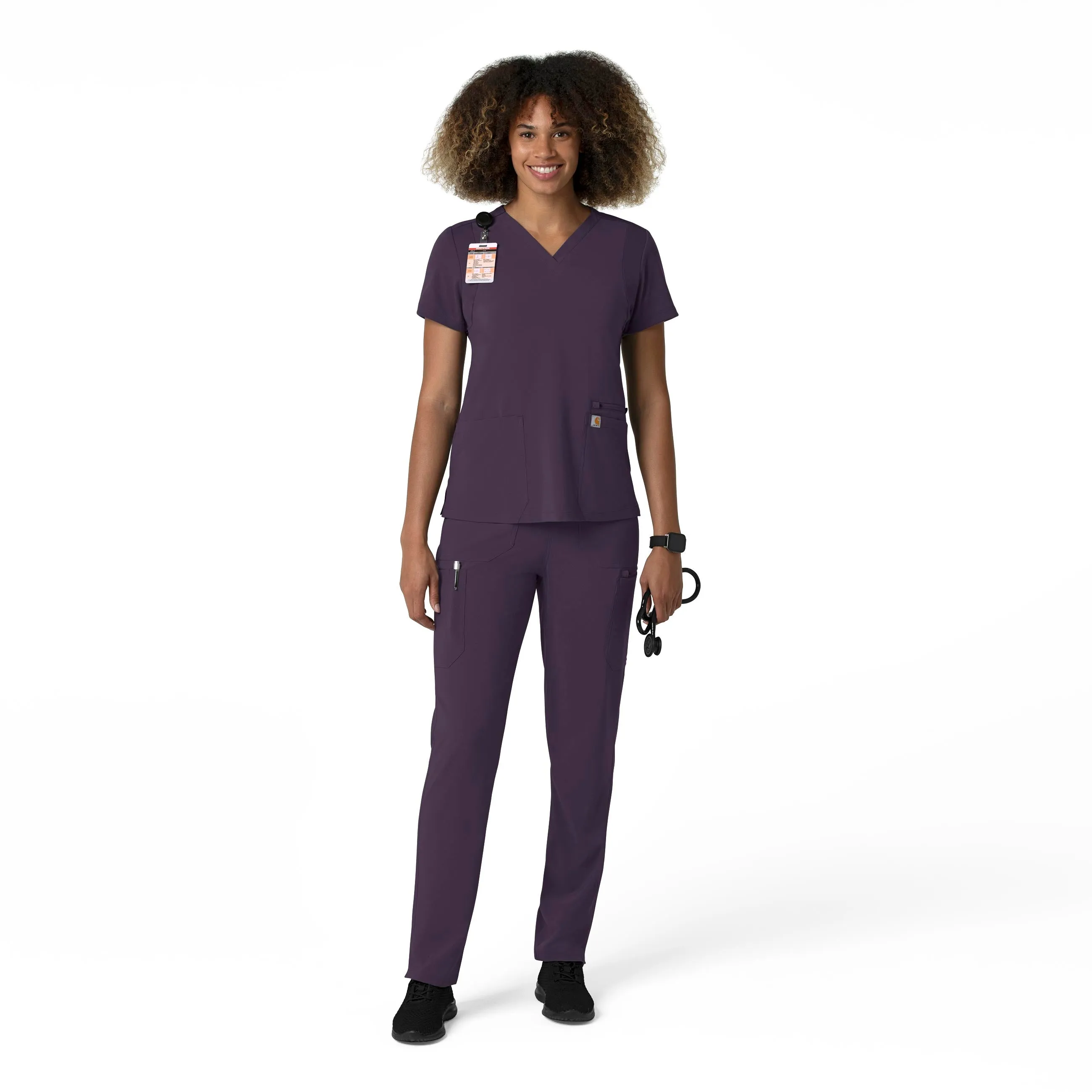 Carhartt Force Cross-Flex Women's Straight Leg Cargo Scrub Pant - Black Plum