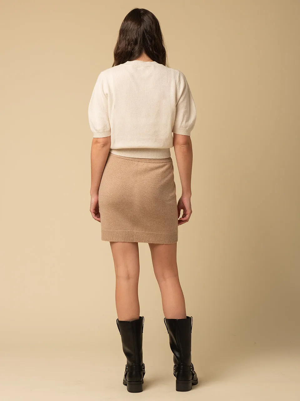 Cashmere Mini Skirt_Camel