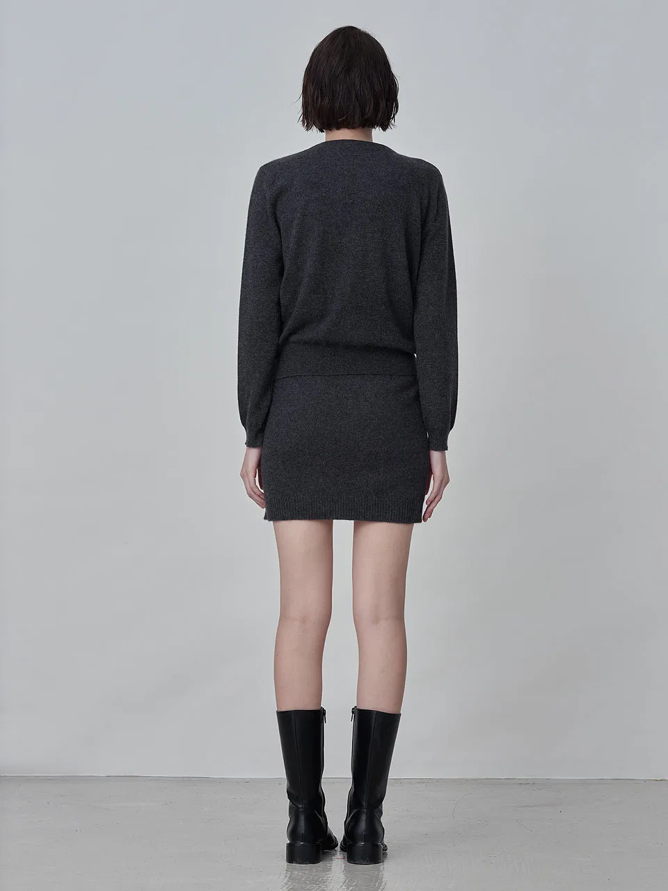 Cashmere Mini Skirt_Graphite