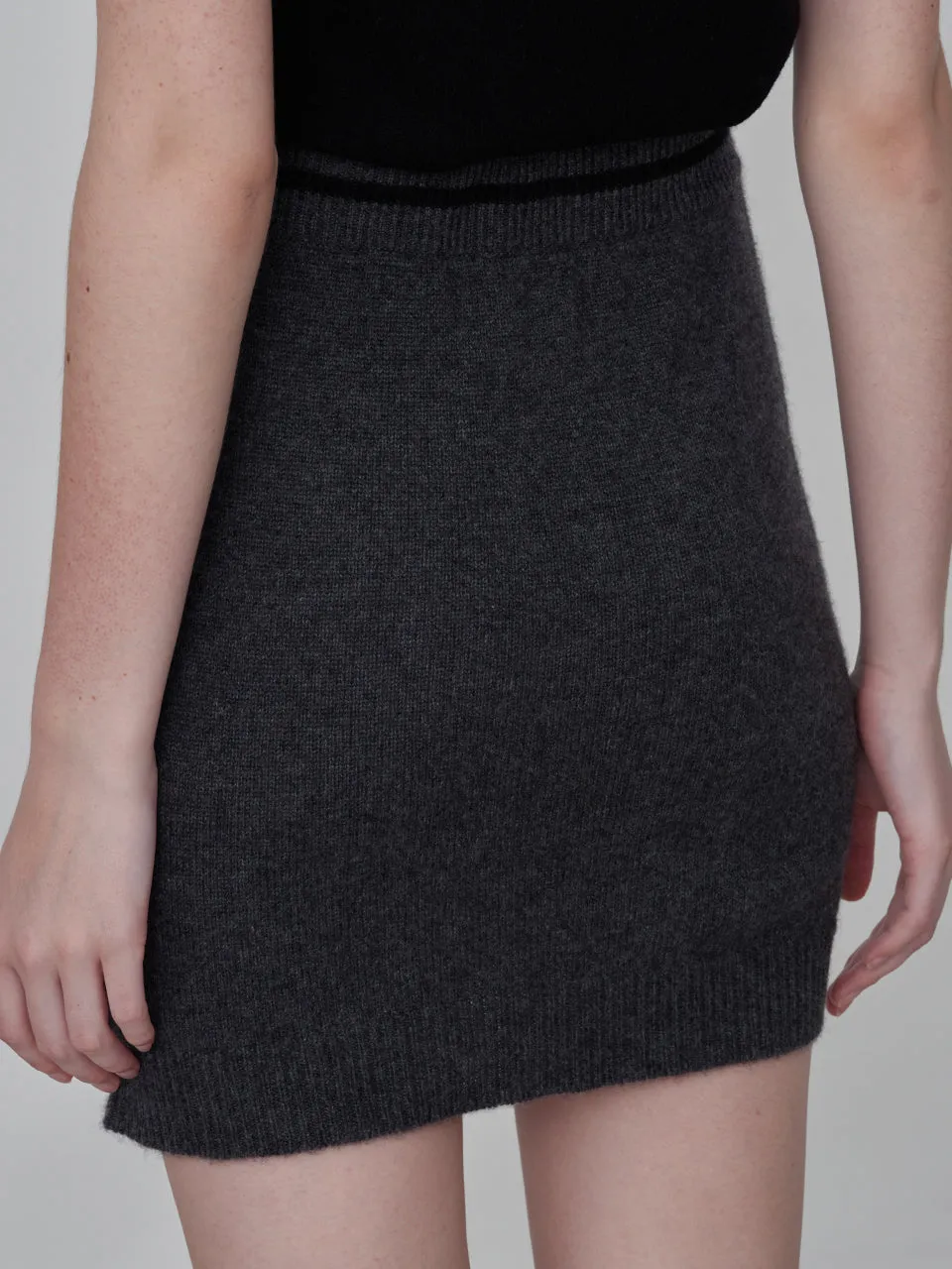 Cashmere Mini Skirt_Graphite