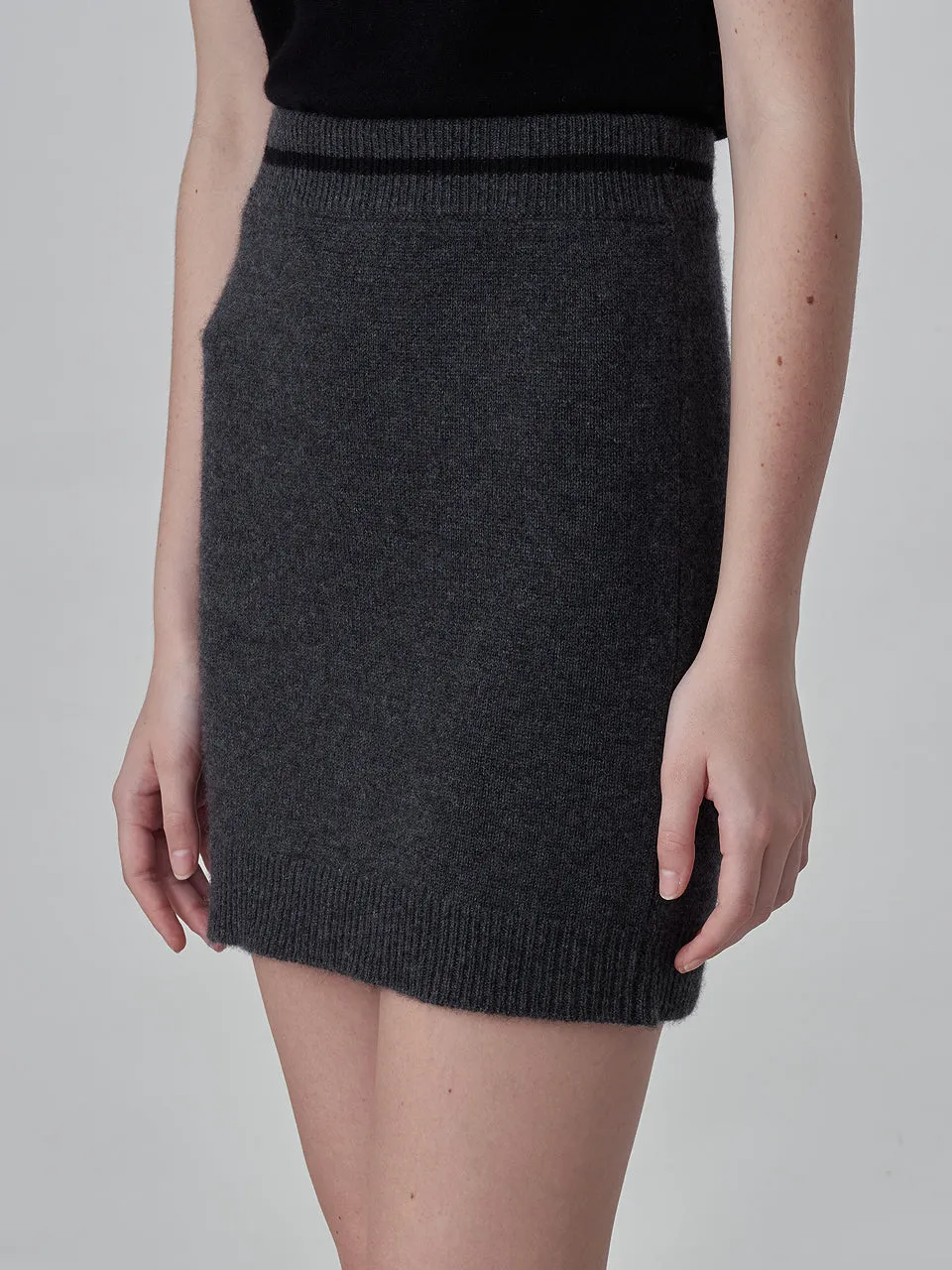 Cashmere Mini Skirt_Graphite