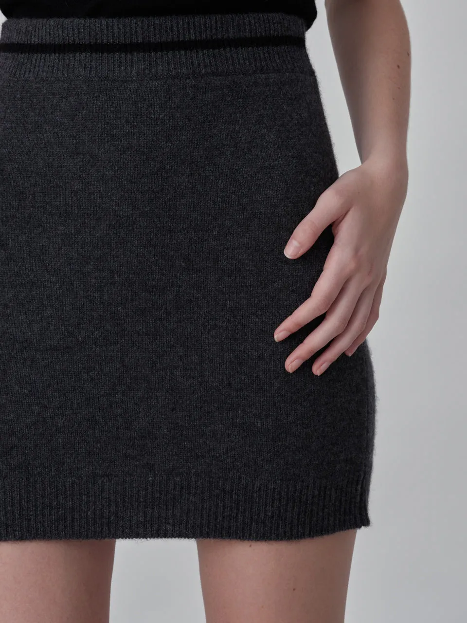 Cashmere Mini Skirt_Graphite