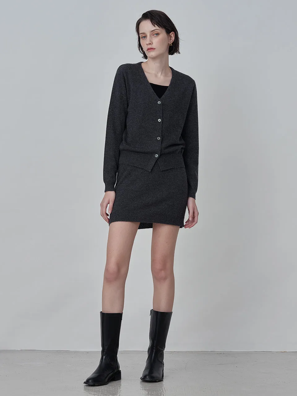 Cashmere Mini Skirt_Graphite