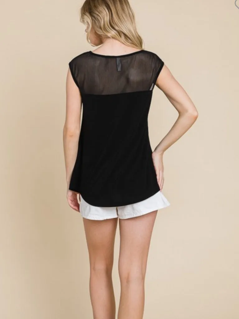 Cassie Mesh Tank - Black