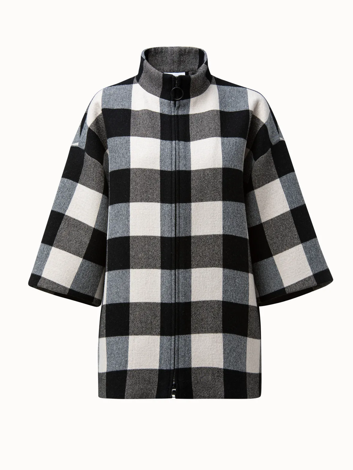 Chequerboard Plaid Egg Shape Coat 2 in 1