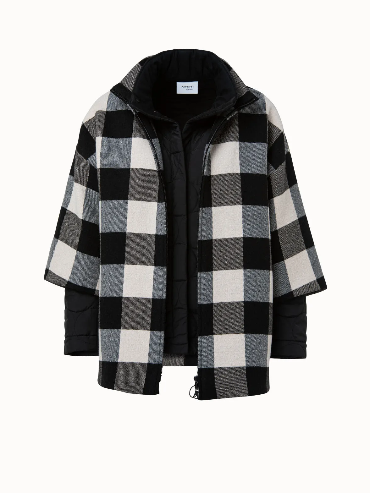 Chequerboard Plaid Egg Shape Coat 2 in 1