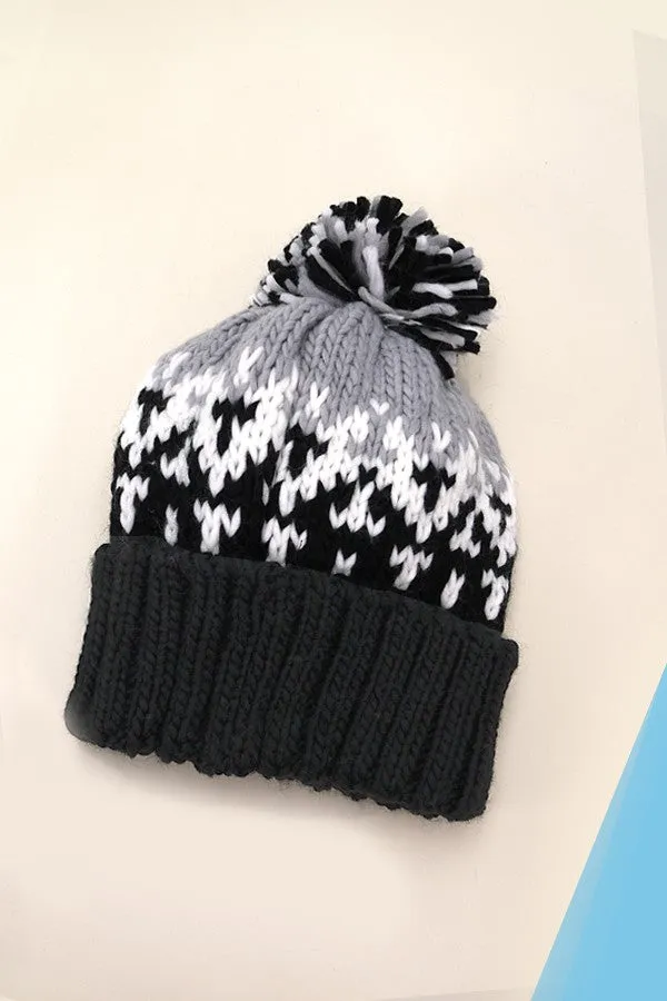 Chevron Knit Pom Beanie