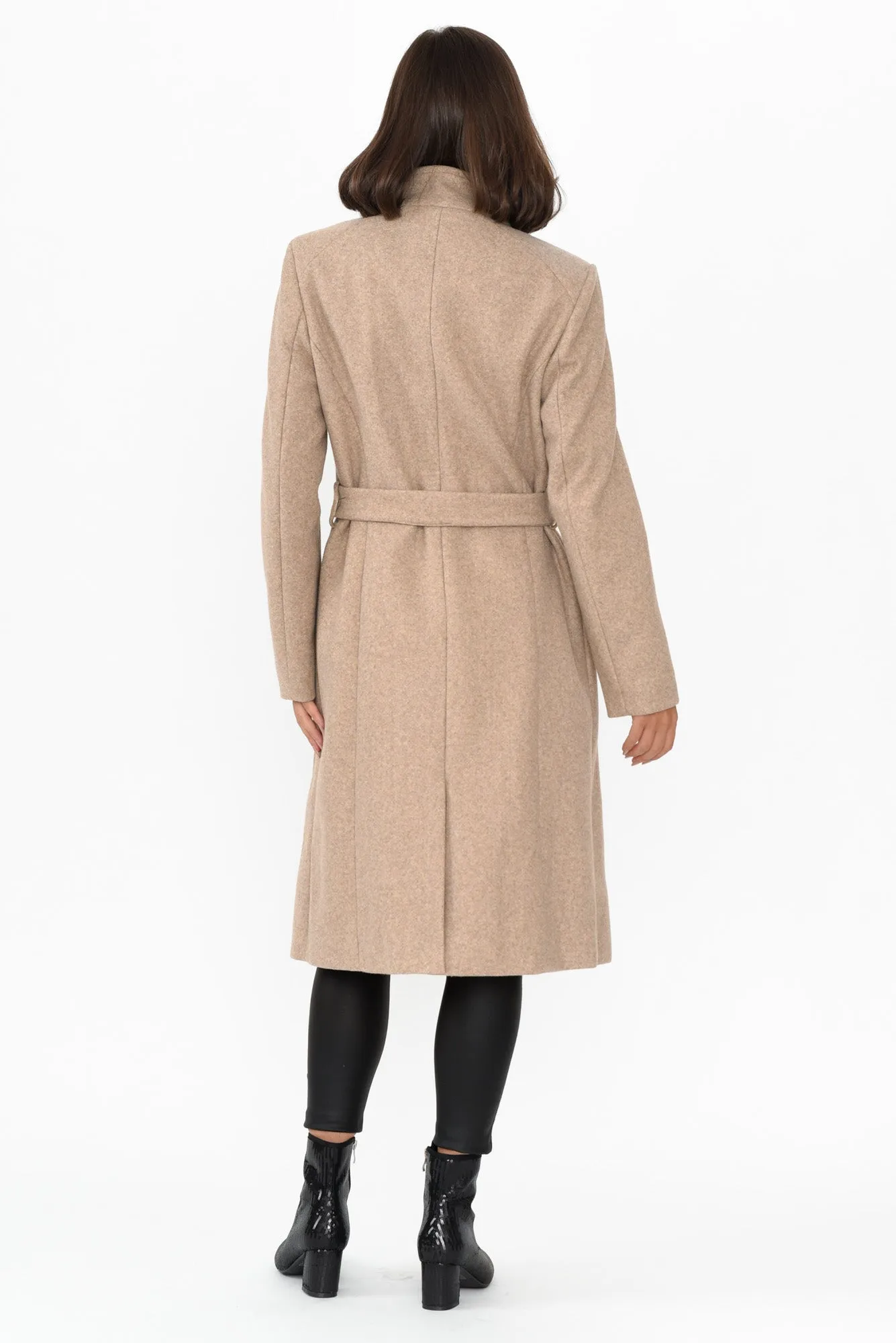 Choose You Beige Marle Tie Coat