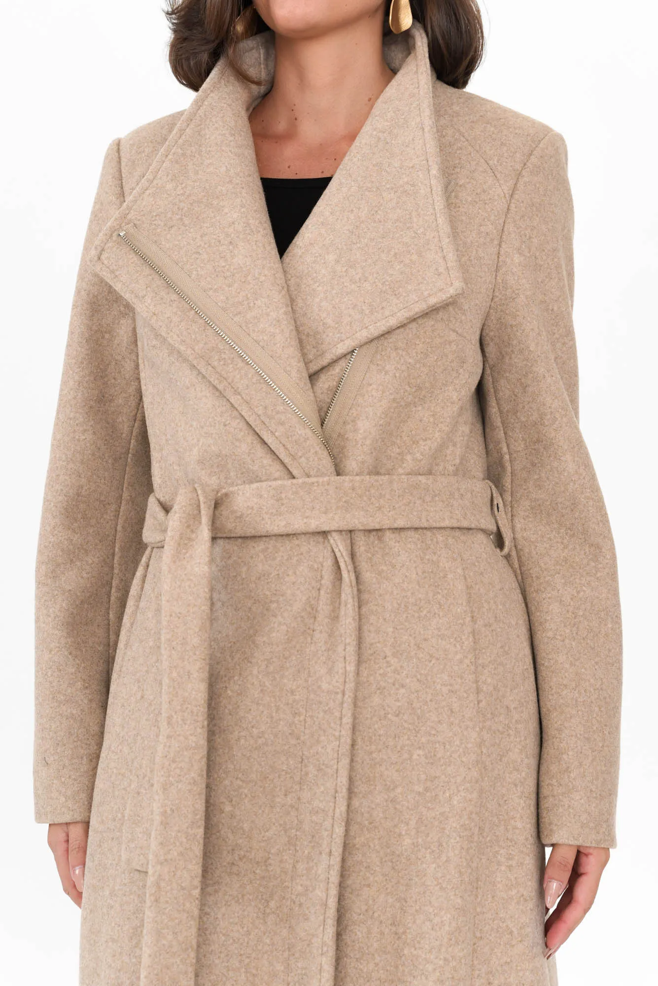 Choose You Beige Marle Tie Coat