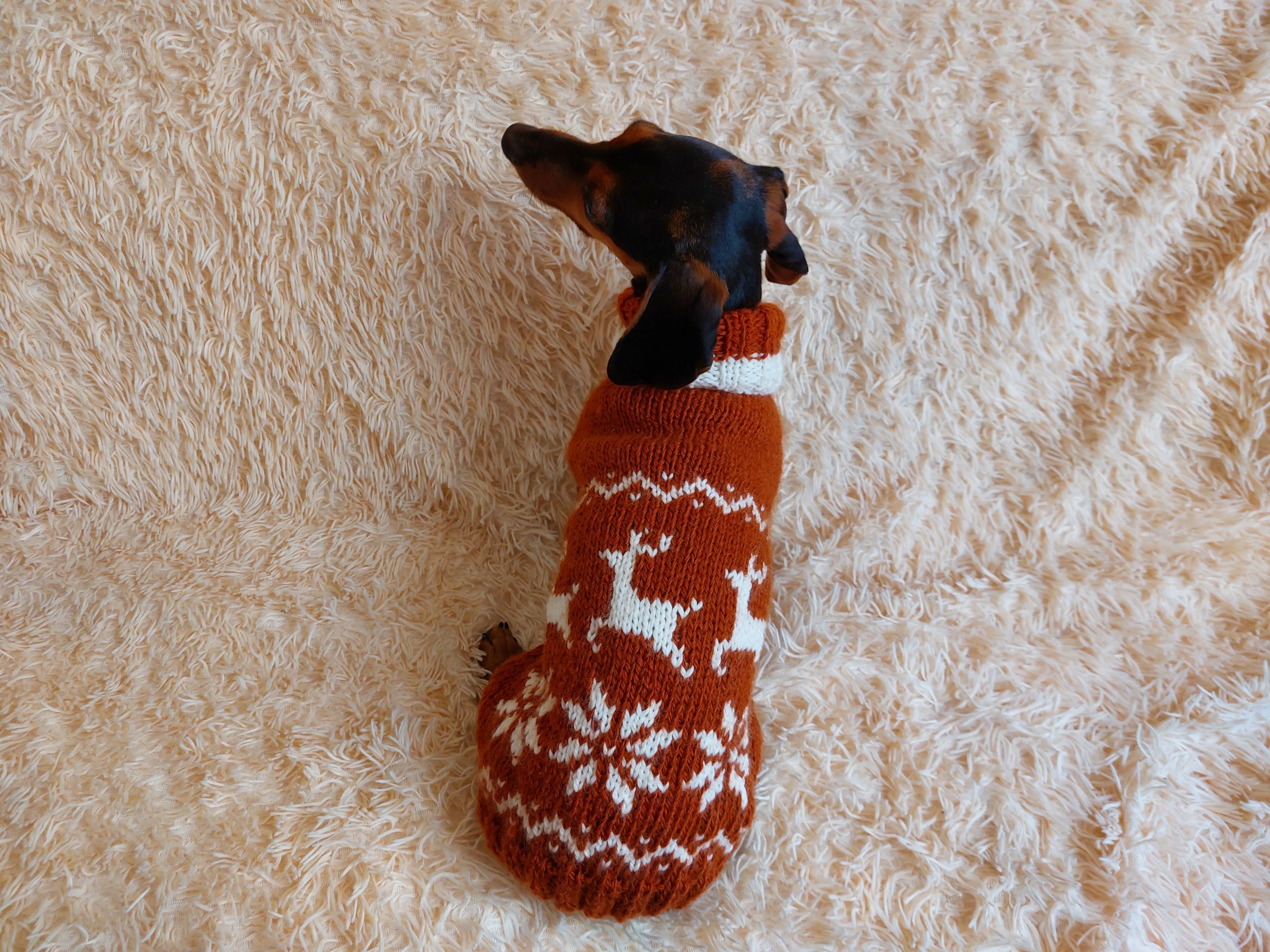 Christmas Wool Clothes Jumper Pet Coat with Snowflakes and Reindeer for Dogs