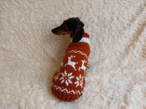 Christmas Wool Clothes Jumper Pet Coat with Snowflakes and Reindeer for Dogs