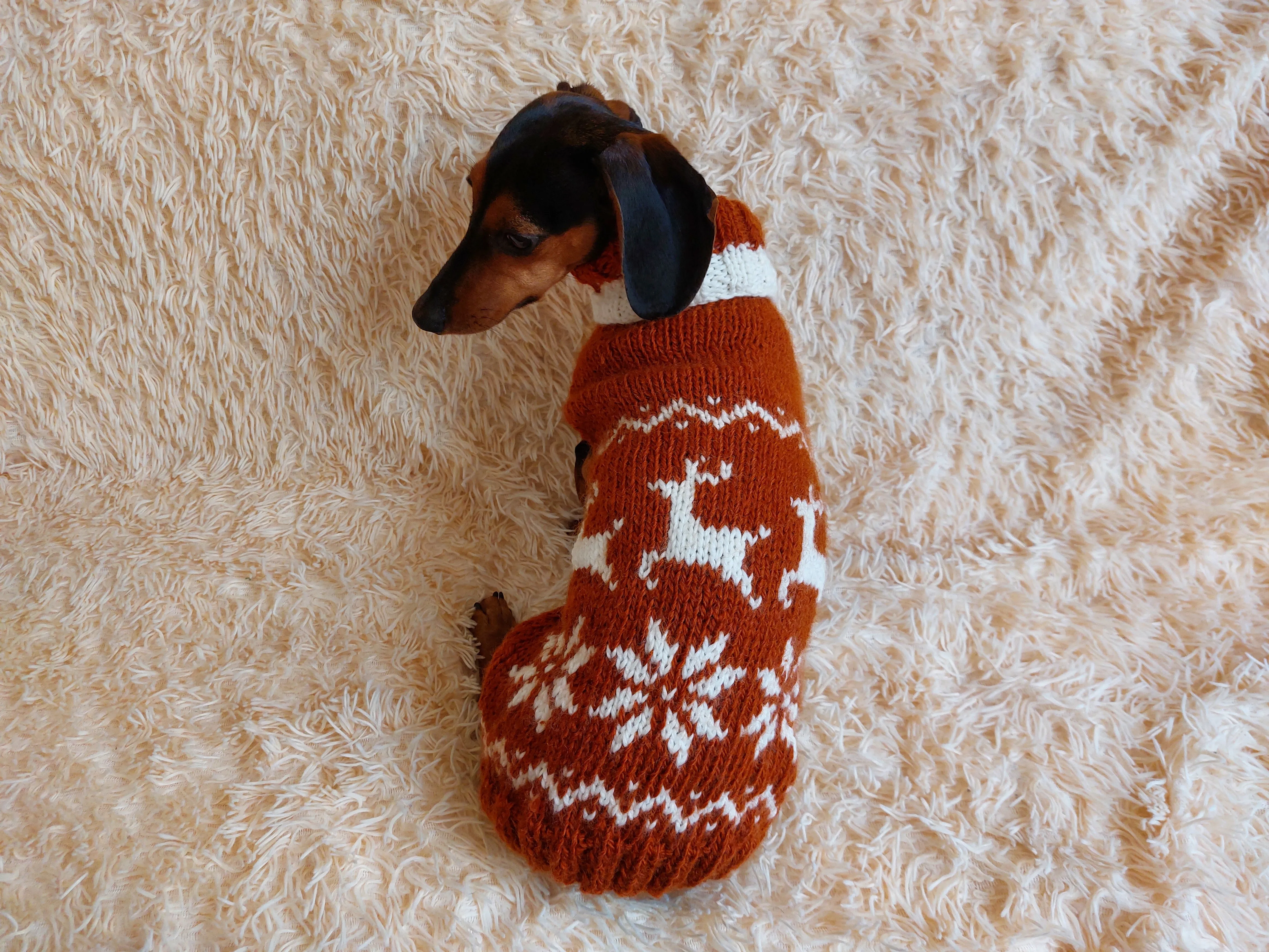 Christmas Wool Clothes Jumper Pet Coat with Snowflakes and Reindeer for Dogs