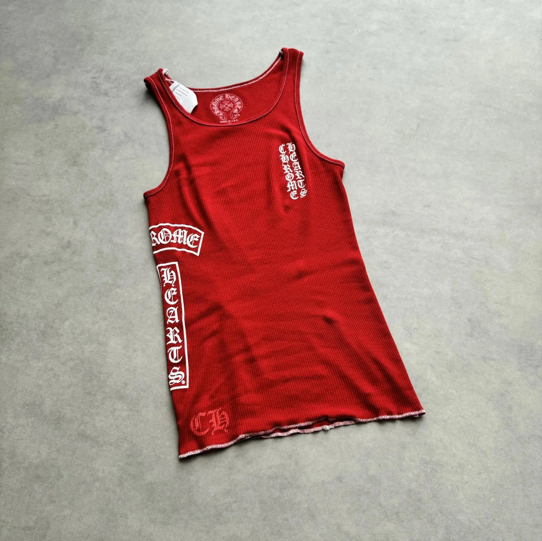 Chrome Hearts T-Bar Script Tank Top Red